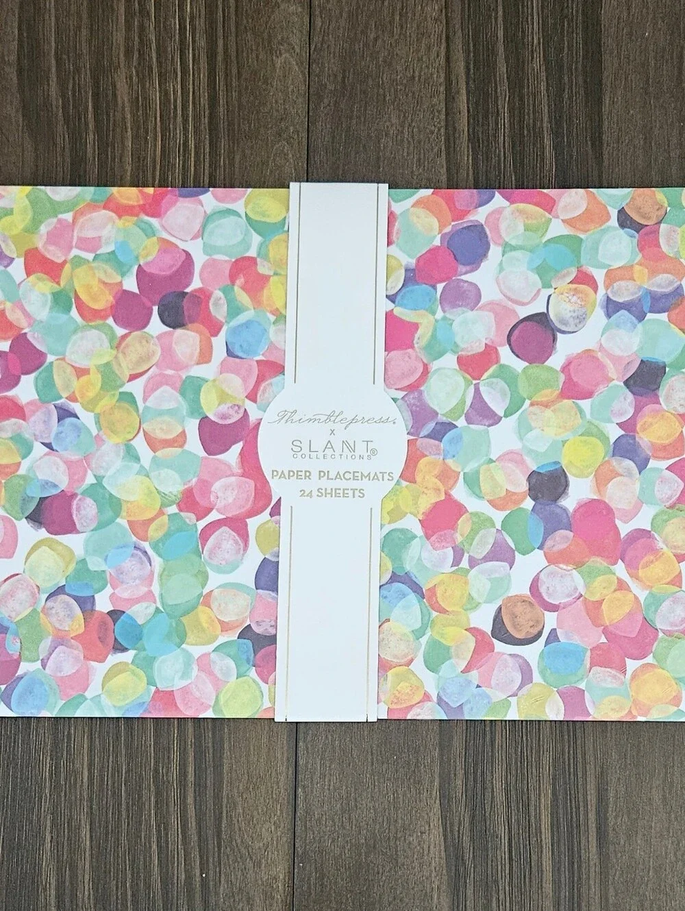 Slant Multicolor Confetti Paper Placemats Set Of 2 NWT